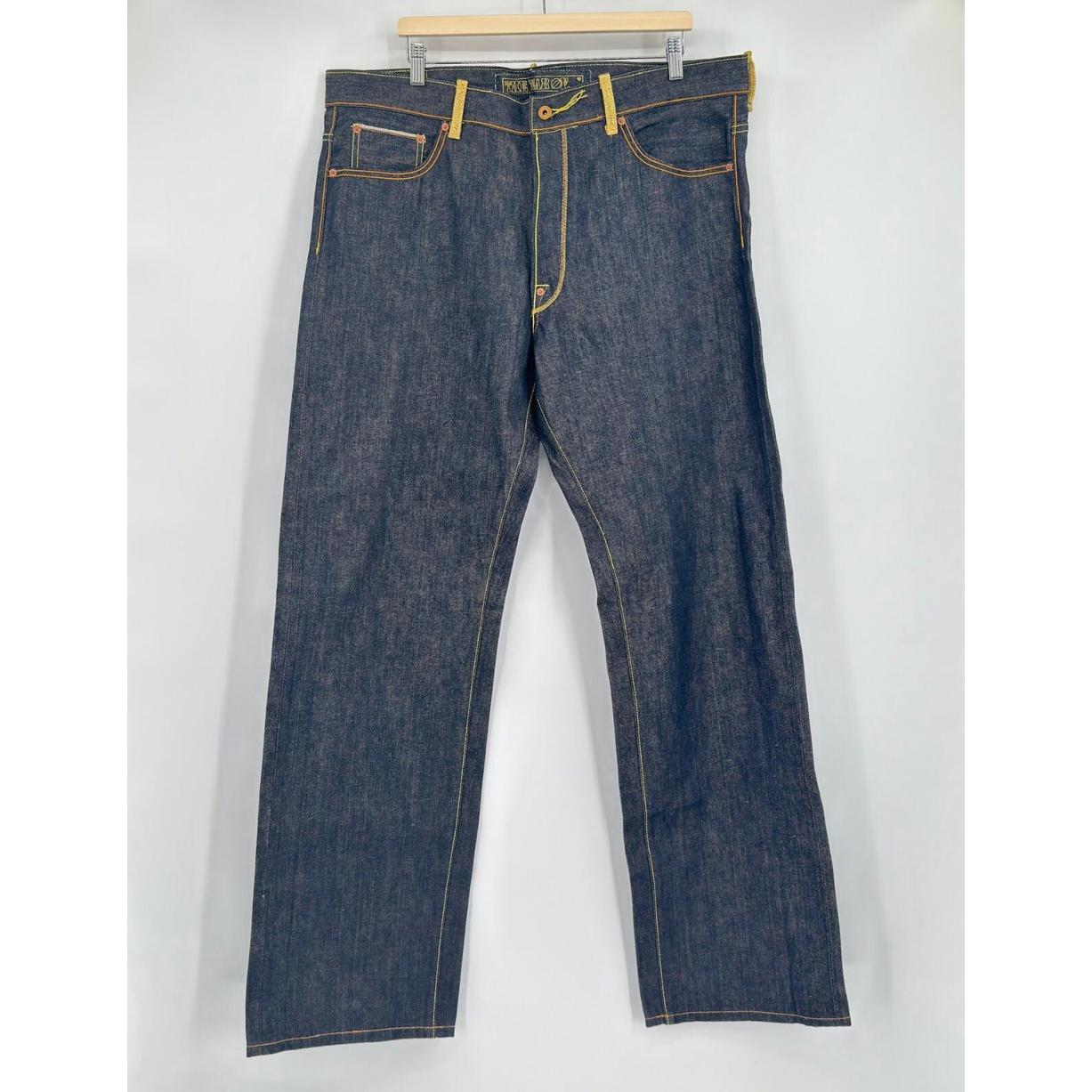 The Year Of... Mens Blue Denim Gold Embroidered Straight Leg Jeans Sz 40